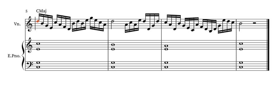 Arpeggios of chords improvisation as an improvement on the violin 