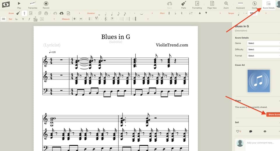 how to embed a score in a blog post