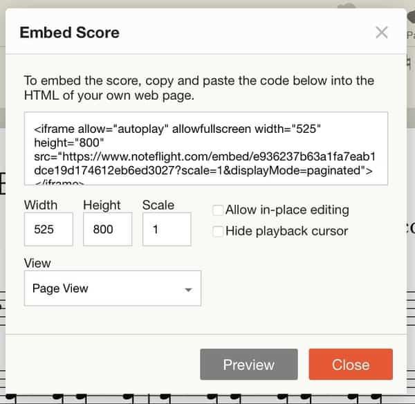 embed musical score
